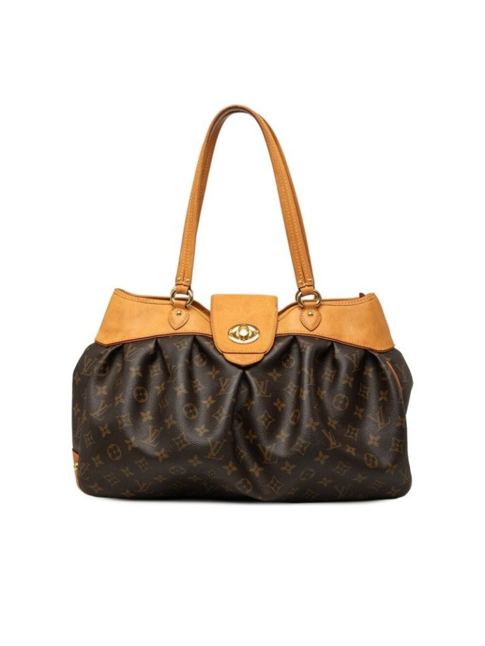 Louis Vuitton Monogram Boetie MM Tote Bag Brown Leather